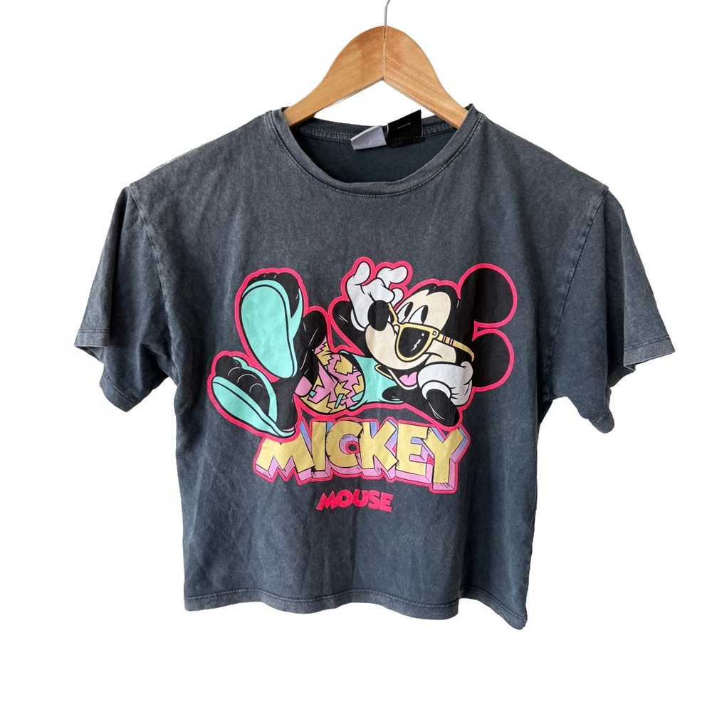 Zara Mickey Mouse Kids Tee - Acid Wash Retro Print Size 9